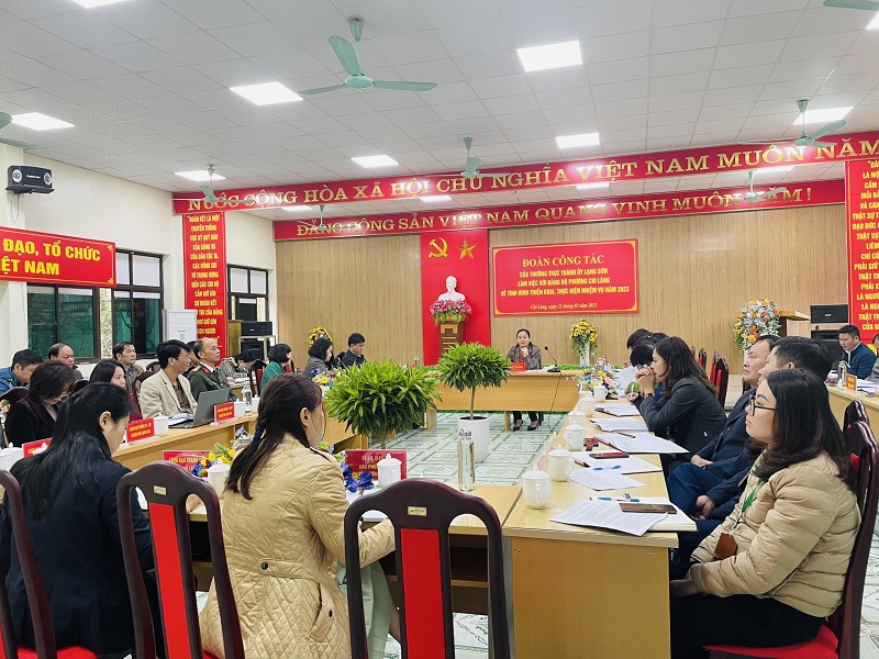 Đoàn công tác làm việc với Đảng bộ phường Chi Lăng về tình hình triển khai, thực hiện nhiệm vụ năm 2023.
