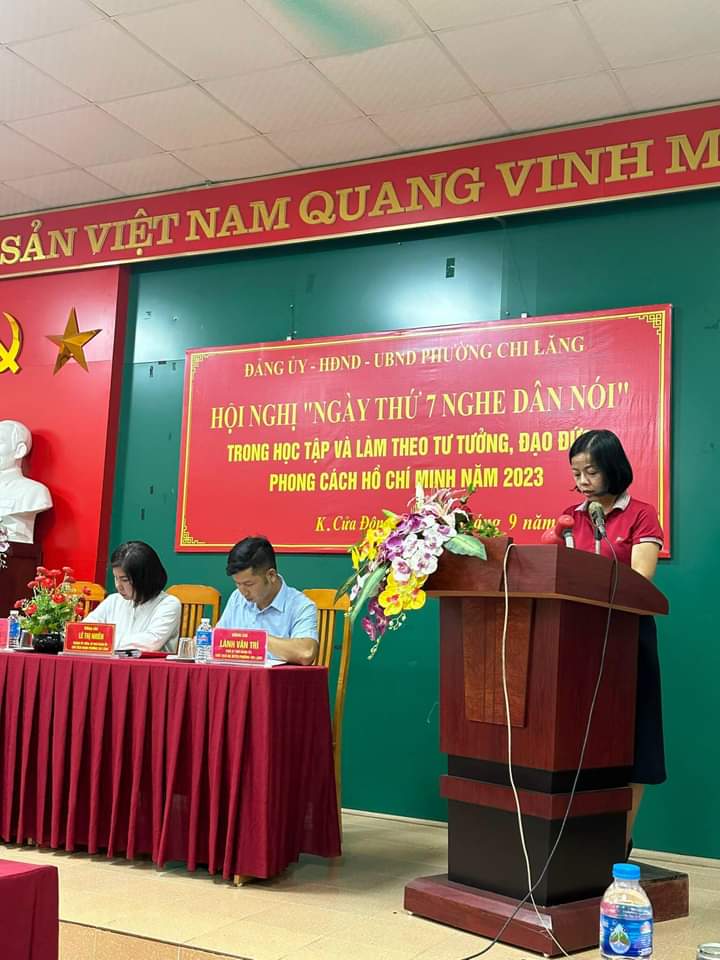 đồng chí Nguyễn Thị Kiều Anh - Phó Bí thư TT Đảng uỷ, Chủ tịch HĐND phường đã thông qua báo cáo kết quả công tác 9 tháng đầu năm